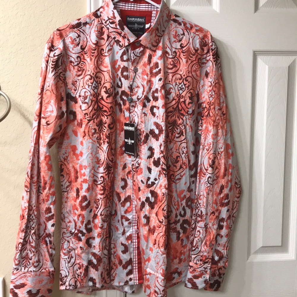 Barabas Button Up Long Sleeve Print Shirt NWT